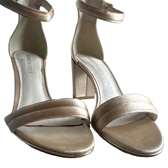 Kenneth Cole Lex OpenToe Block Heel Ankle Strap Sandals Champagne/Gold shoes 6.5 - Picture 4 of 8